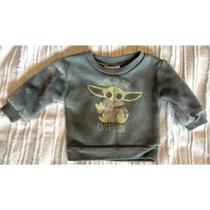 Star Wars 'Come to the Cute Side' Gray Baby Yoda Sweatshirt Newborn Fuzzy Arms
